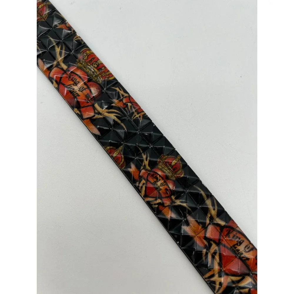Studded Punk Rock Belt Mens Large Black Red King of My Heart Italian Design